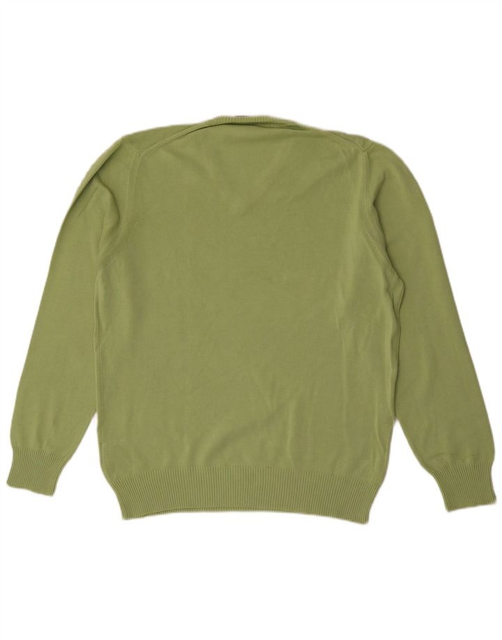 Suéter masculino Zara com decote em V grande algodão verde