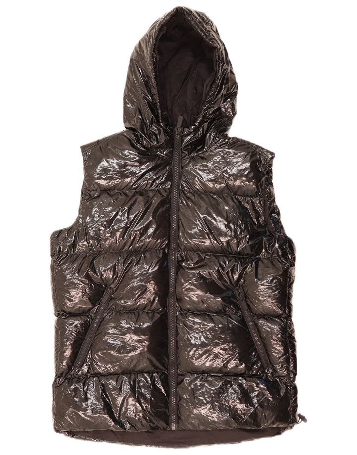 Colete acolchoado com capuz masculino ZARA UK 38 poliéster preto médio