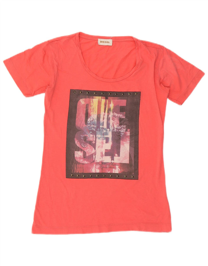 Camiseta feminina Diesel Diesel Top UK 12 Médio Laranja