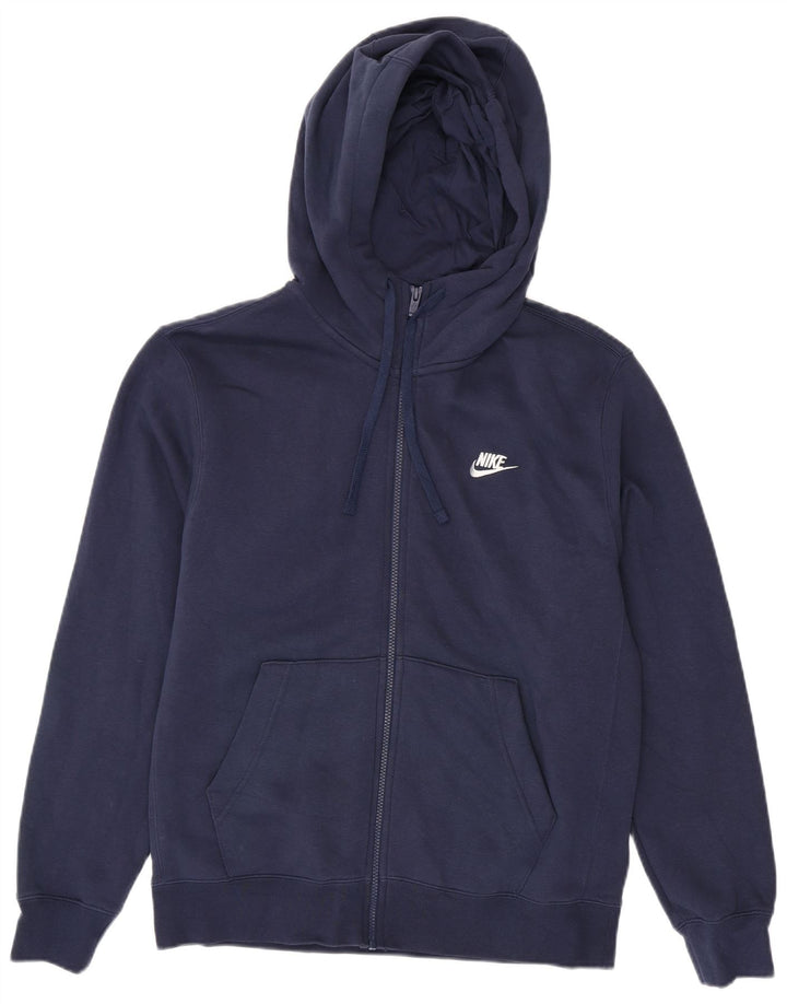 Suéter Nike masculino com capuz e zíper médio azul marinho algodão