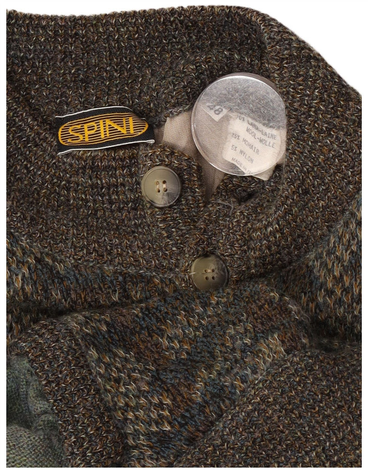 Suéter cardigã masculino vintage com padrão abstrato IT 48 lã cinza médio