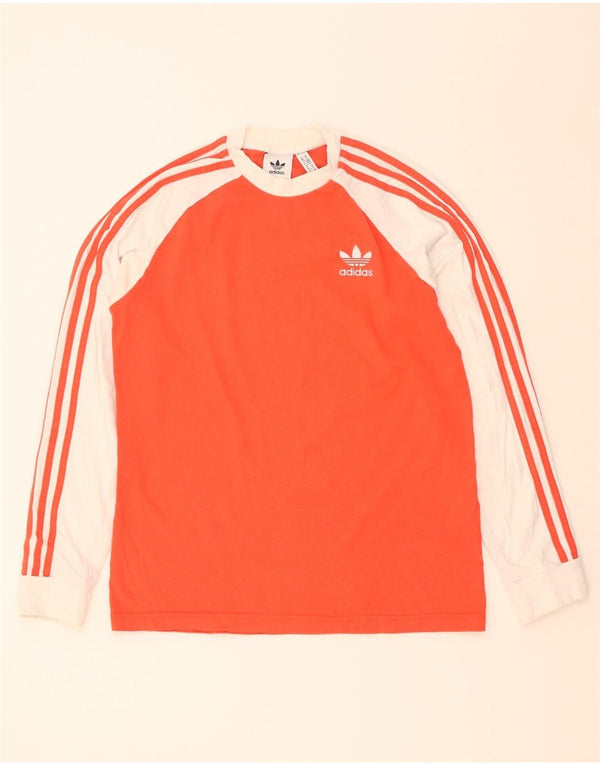 Adidas masculino top manga longa médio laranja colorblock algodão