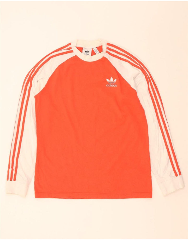 Adidas masculino top manga longa médio laranja colorblock algodão