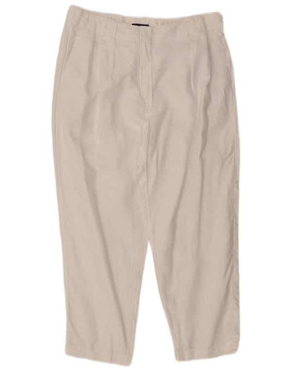 Calças cortadas femininas Marks & Spencer UK 16 grandes W32 L25 brancas