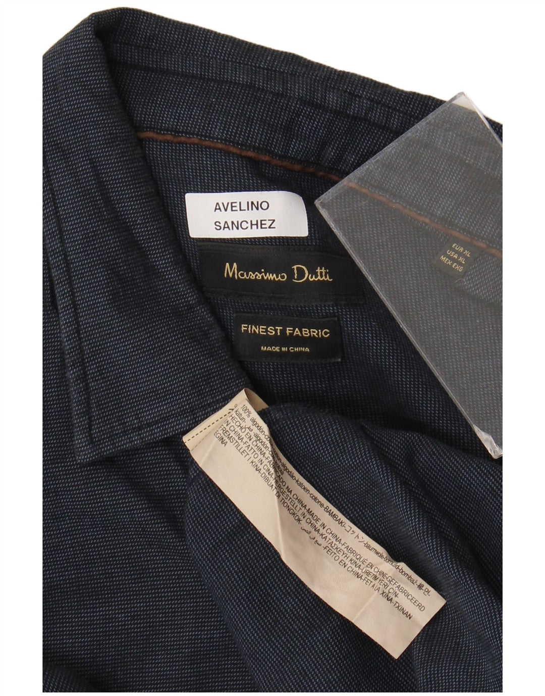 Camisa masculina de flanela Massimo Dutti XL azul marinho algodão