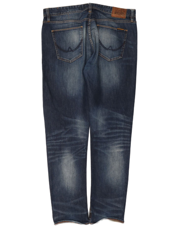 Superdry Mens Copperfill Loose Jeans W36 L34 Azul Marinho Algodão