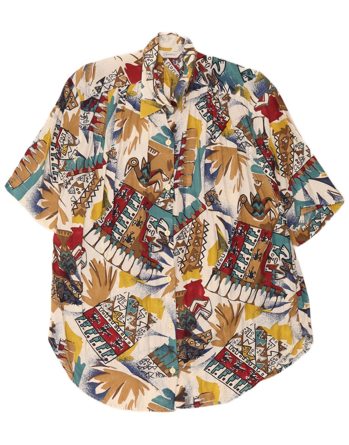 Camisa havaiana grande vintage feminina Reino Unido 16 grande retrô multicolorida