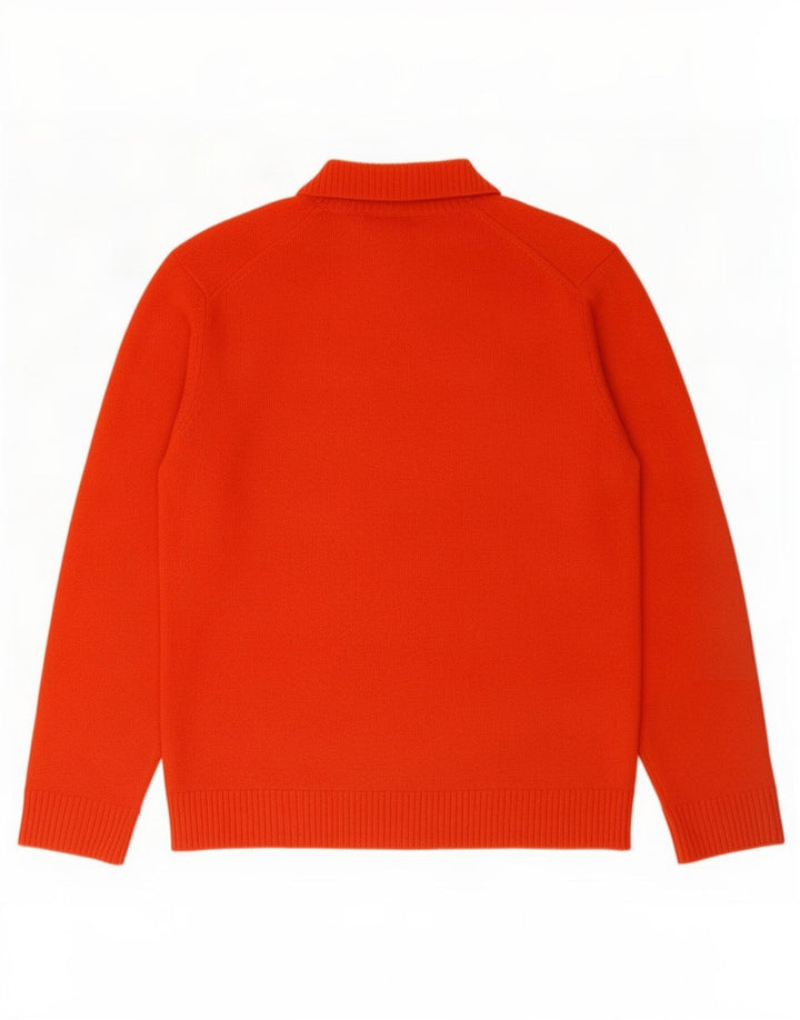 Suéter masculino Massimo Dutti com gola redonda, grande lã laranja