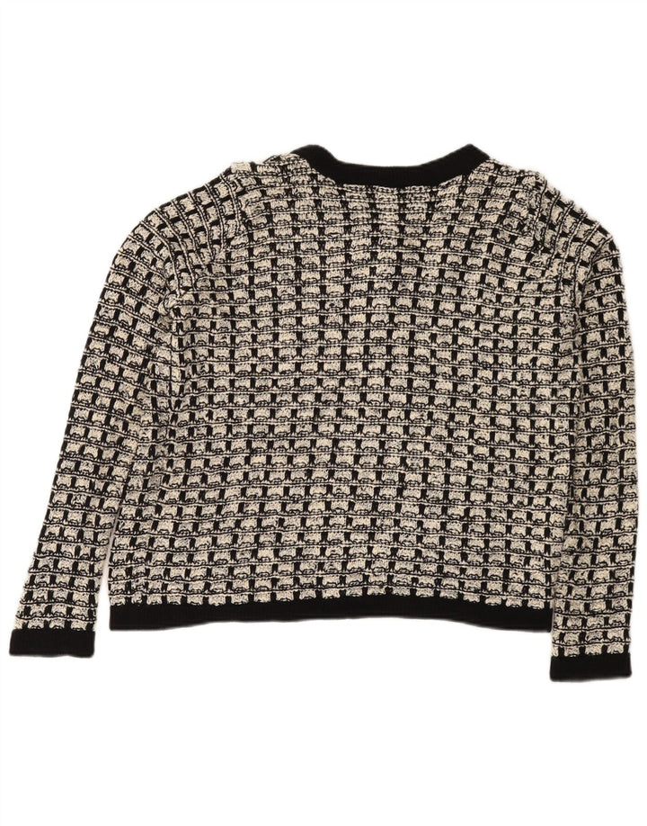 Suéter cardigã feminino Marks & Spencer Reino Unido 12 algodão xadrez preto médio