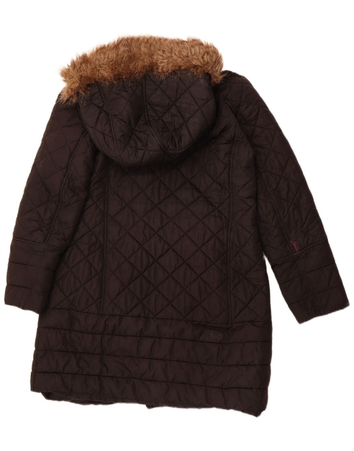 Sobretudo feminino acolchoado com capuz JOULES US 14 XL poliéster preto