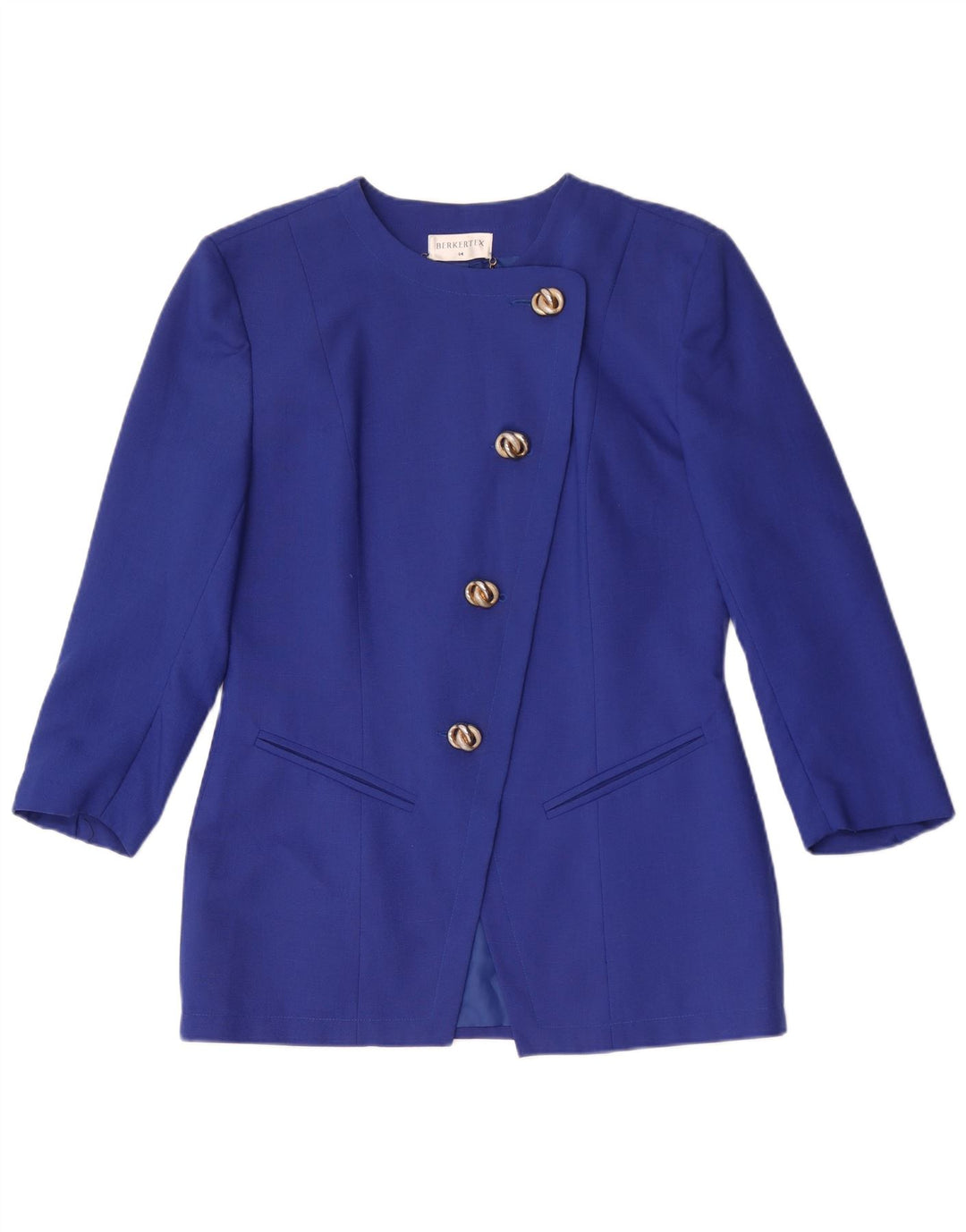 Conjunto de saia feminina Berkertex com 4 botões e 2 peças UK 14 poliéster azul grande
