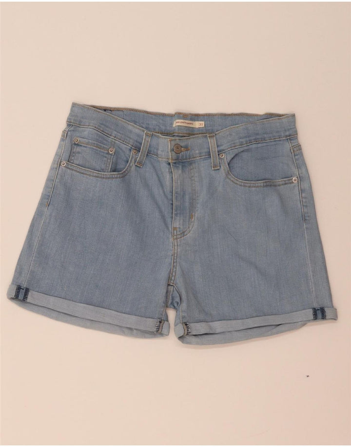 Shorts jeans feminino de cintura média LEVI'S W31 algodão azul médio