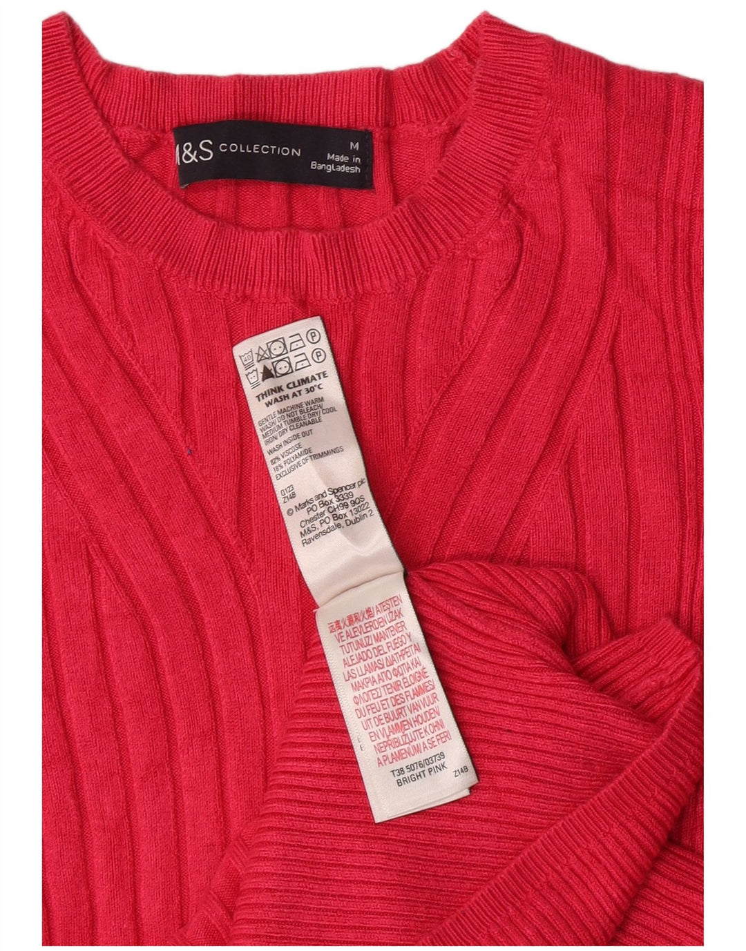 Suéter feminino Marks & Spencer com gola canoa Reino Unido 12 rosa médio