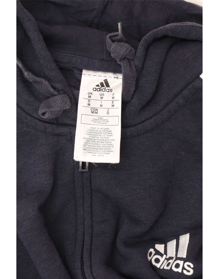 Adidas masculino zip moletom com capuz médio algodão azul marinho