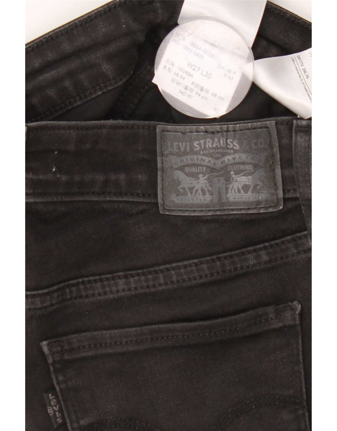 Calça jeans feminina Levi's 712 Slim W27 L30 algodão preto