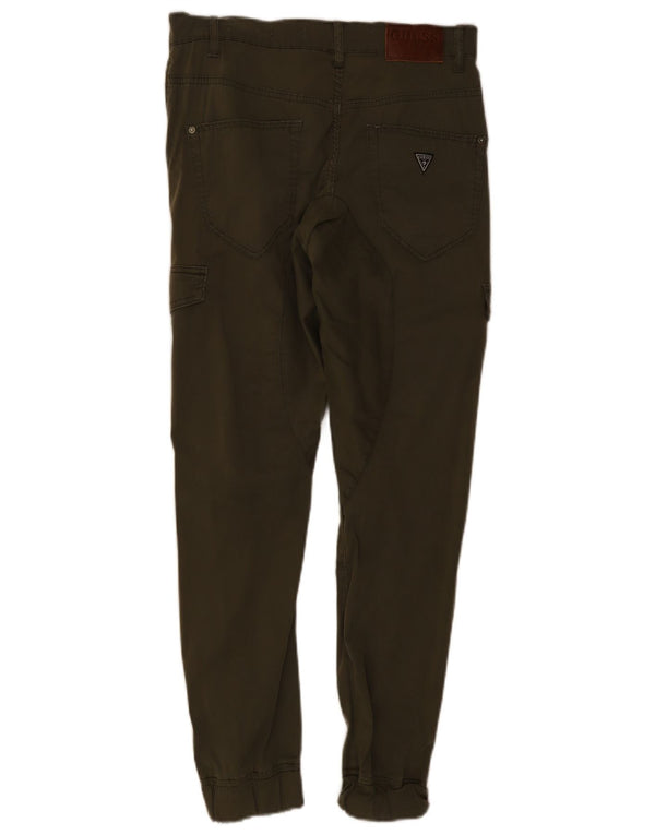 Guess Mens Joggers Cargo Calças W29 L29 Algodão Cáqui