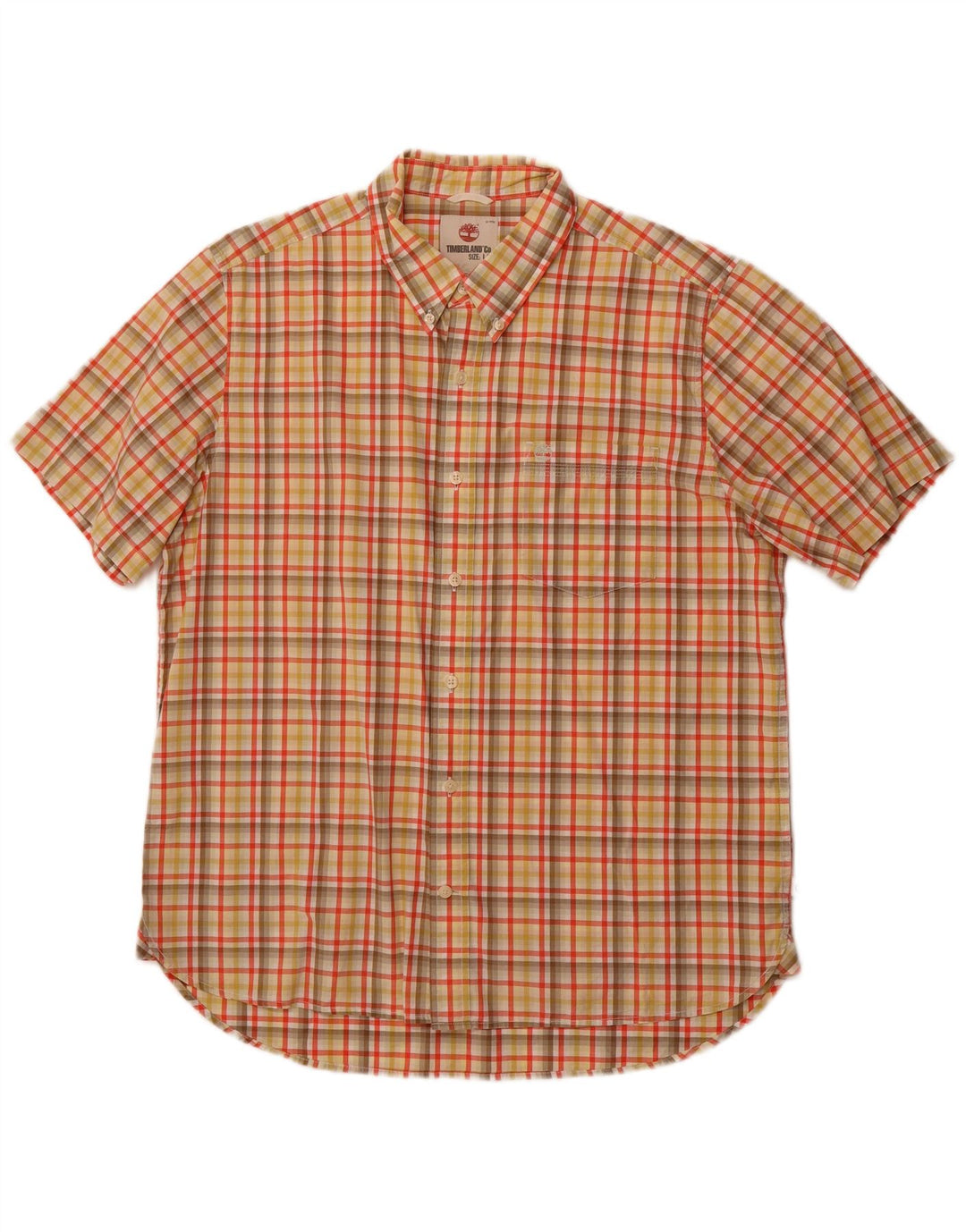 Camisa masculina TIMBERLAND Grant Fit Regular Fit grande xadrez laranja