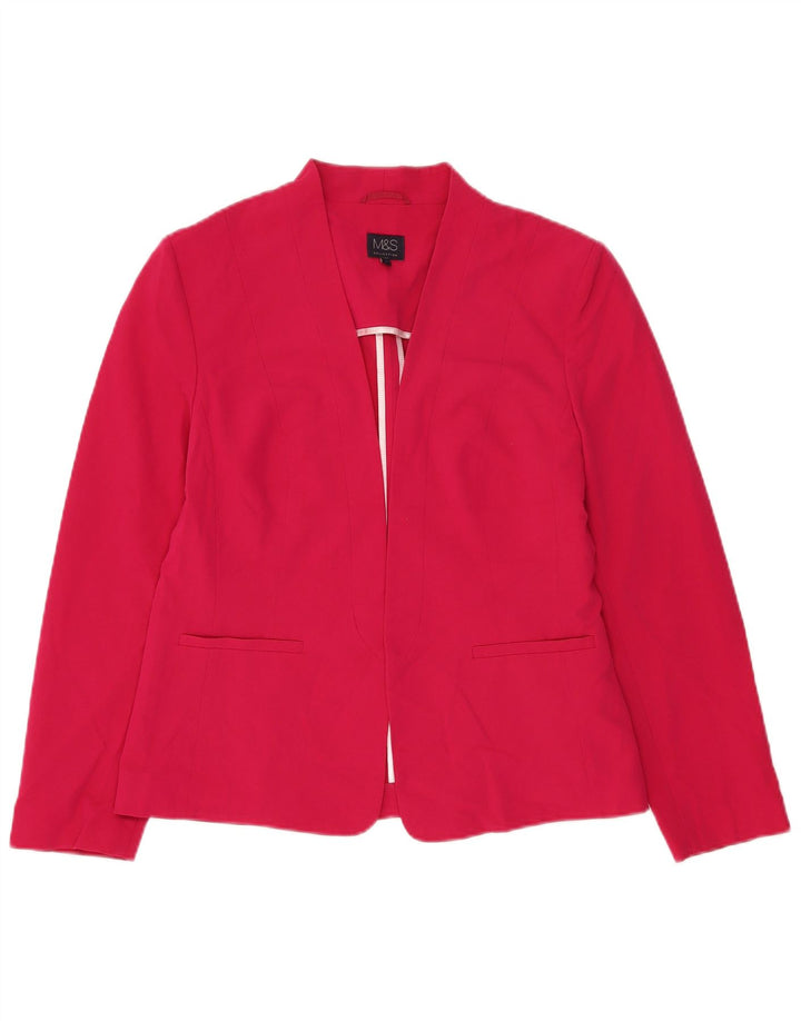 Jaqueta Blazer aberta feminina Marks & Spencer Reino Unido 14 poliéster rosa médio