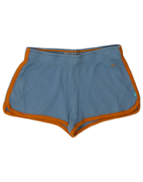 Shorts esportivos femininos Nike UK 10 pequeno azul algodão