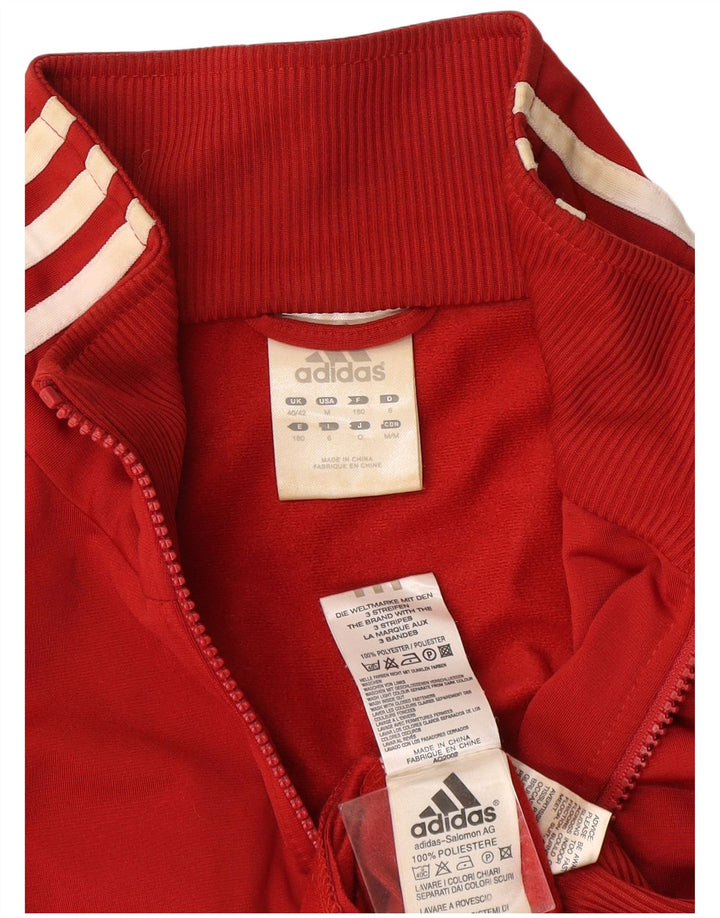 Adidas Mens Tracksuit Top Jacket UK 40/42 Poliéster Vermelho Médio