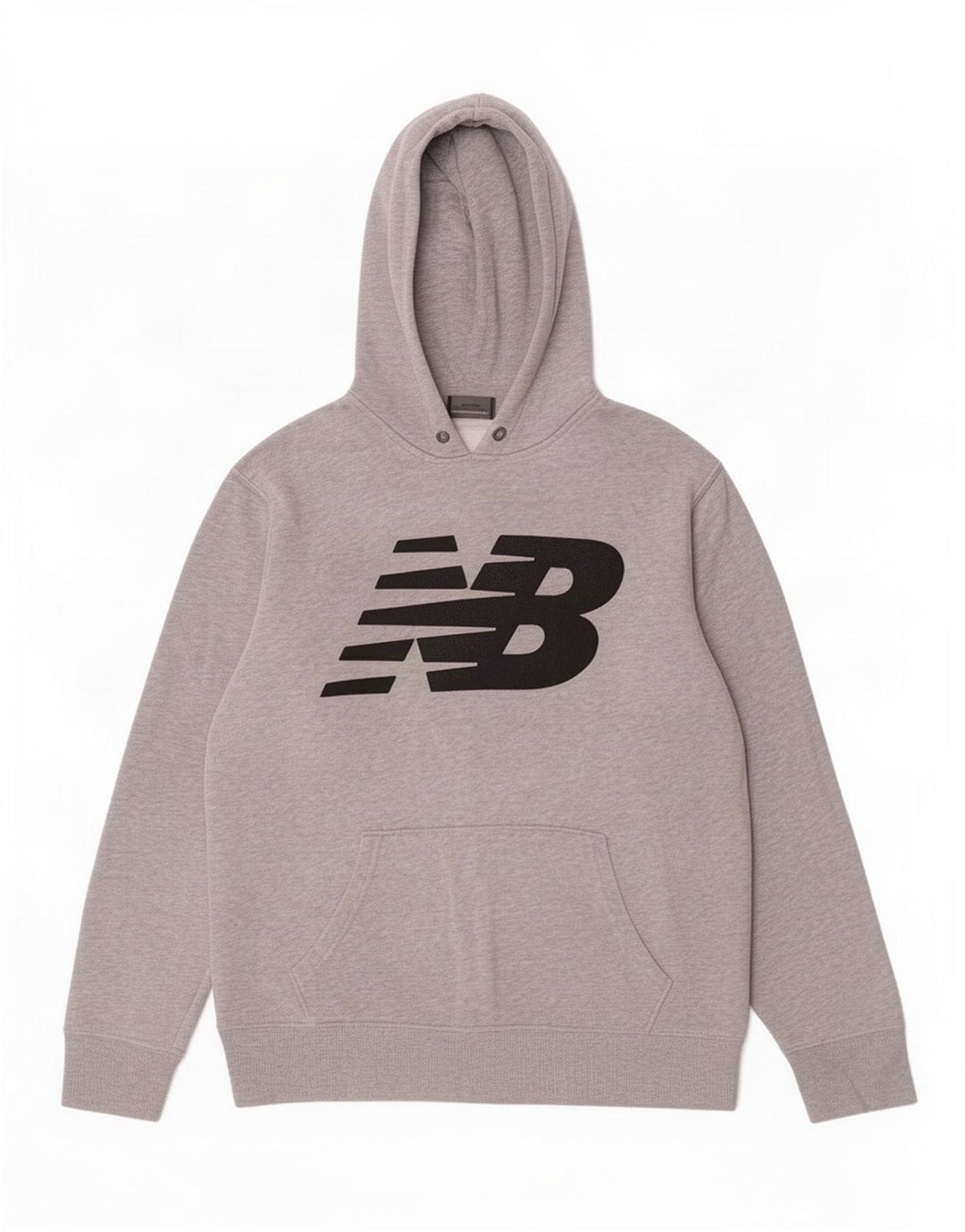 Suéter com capuz gráfico masculino New Balance algodão cinza médio