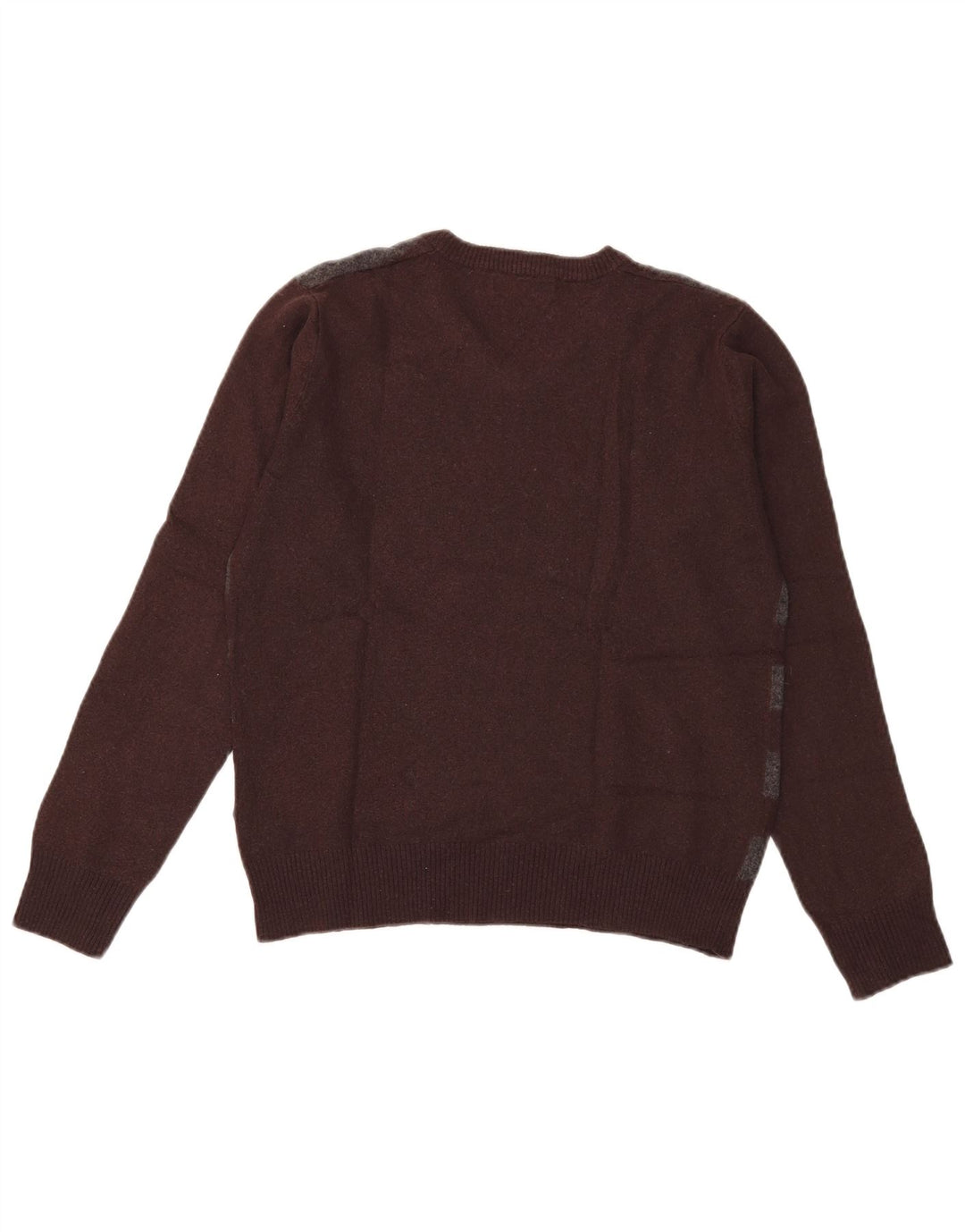Suéter masculino Zara com decote em V de lã listrada marrom médio