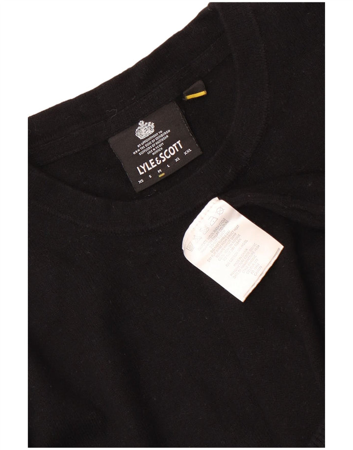 Suéter masculino Lyle & Scott com gola redonda, algodão preto médio