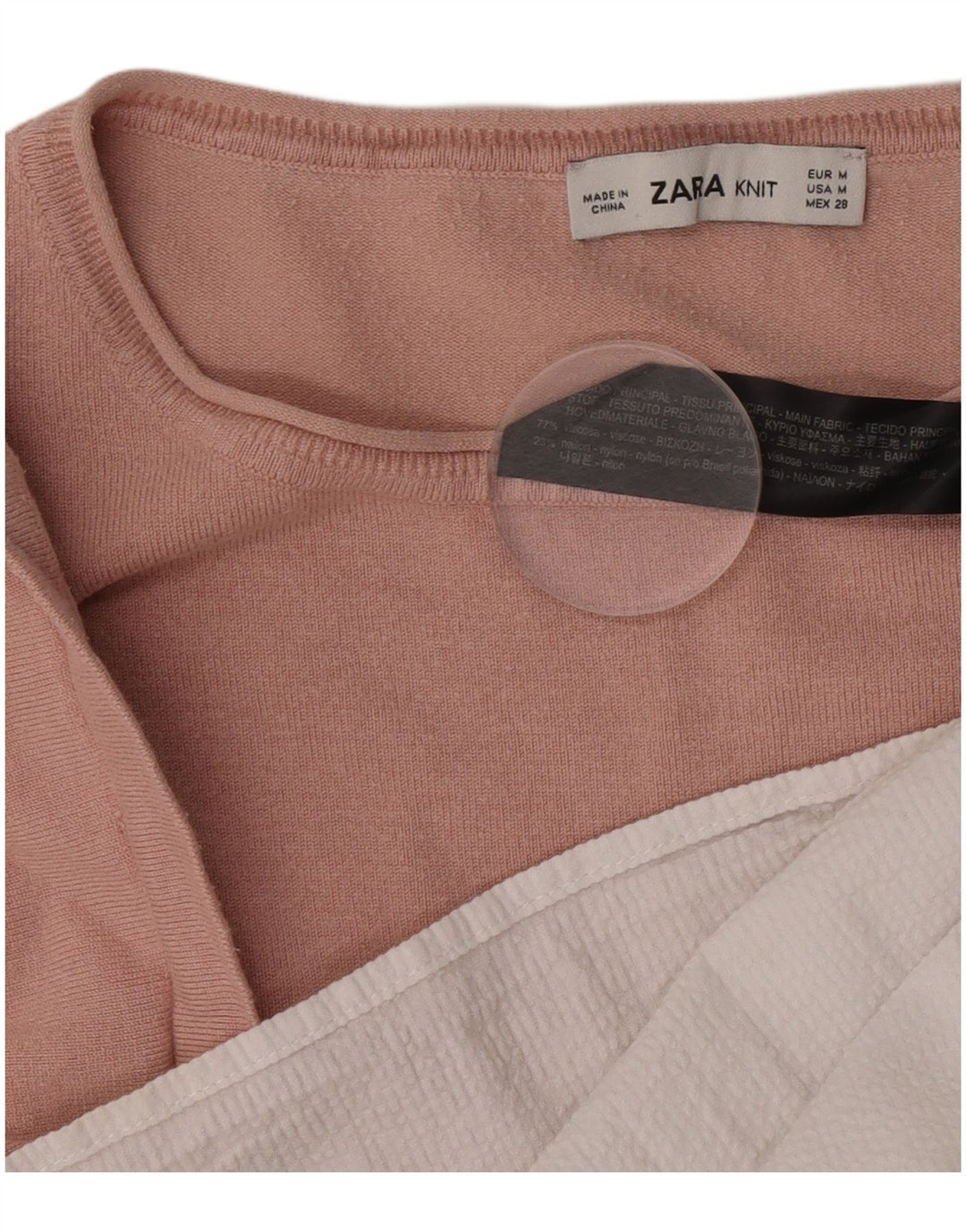 Blusa oversized feminina Zara UK 14 viscose colorblock rosa médio