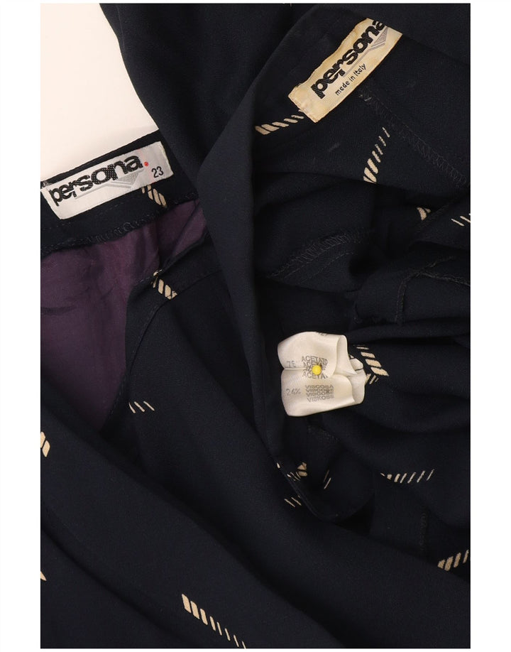 Conjunto de saia feminina Persona de 2 peças tamanho 23 médio W32 azul marinho geométrico