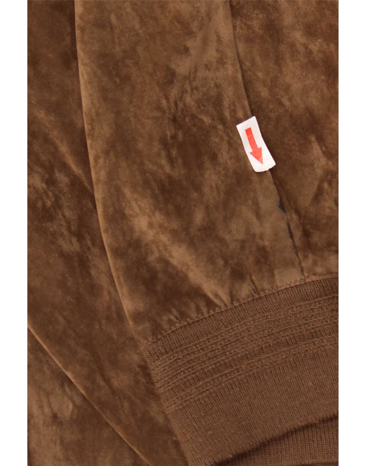 Jaqueta bomber masculina vintage de veludo IT 52 XL seda marrom