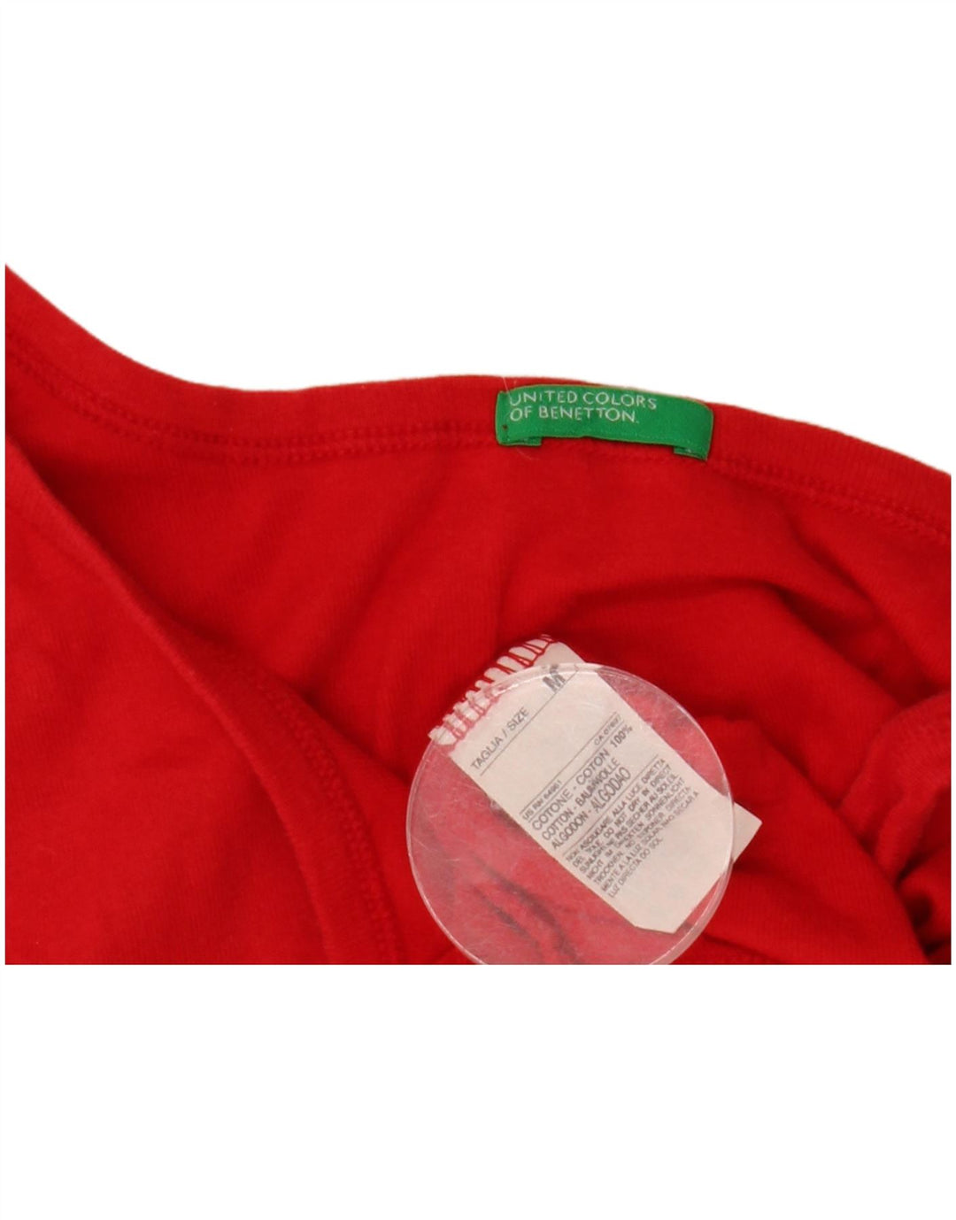 Top cami feminino BENETTON UK 12 algodão vermelho médio
