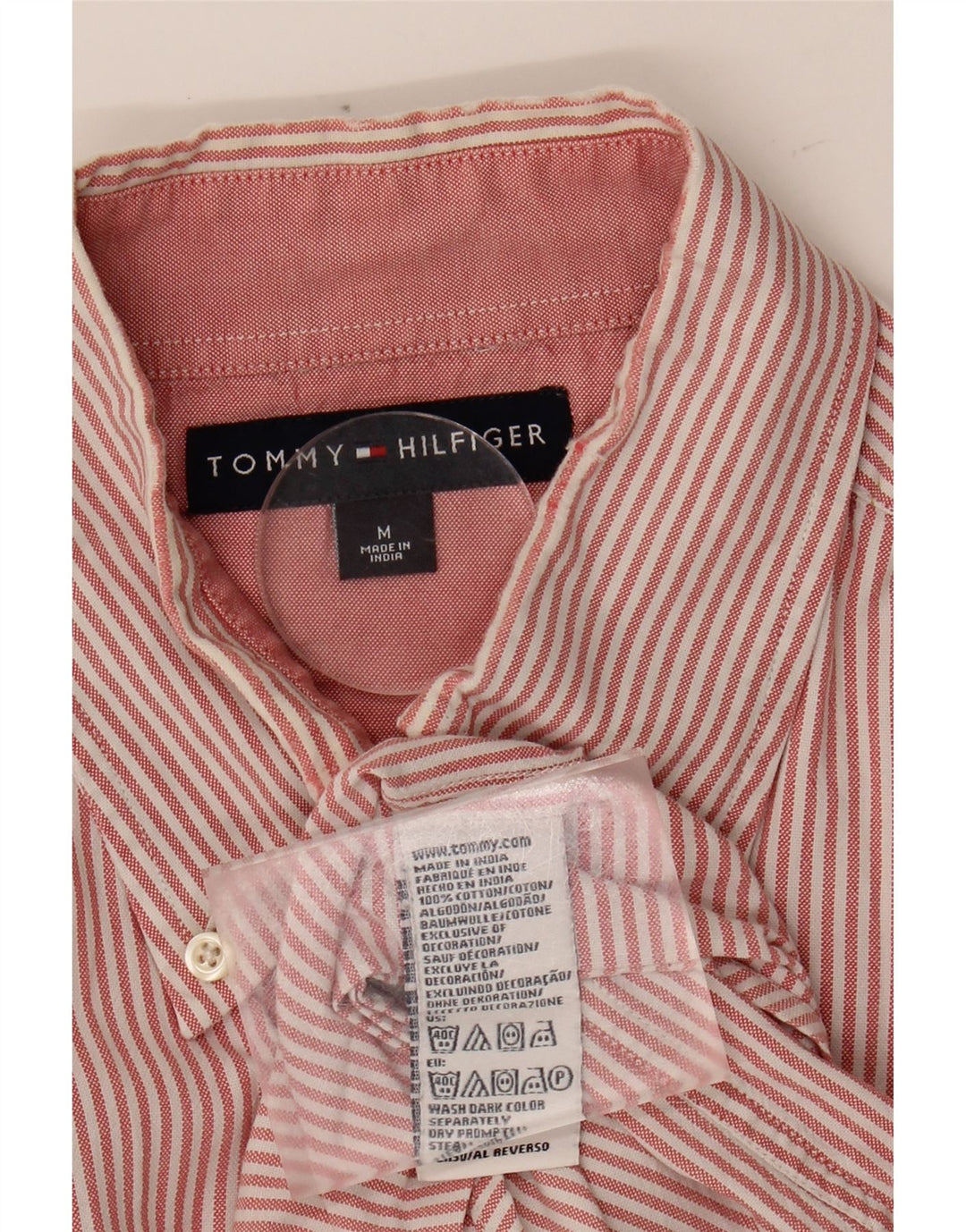 TOMMY HILFIGER Mens Shirt Medium Pink Striped Cotton Vintage Tommy Hilfiger and Second-Hand Tommy Hilfiger from Messina Hembry 