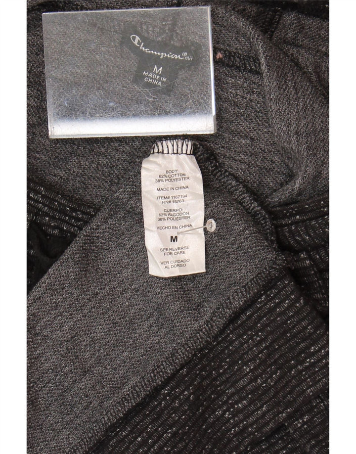 CHAMPION Womens Hoodie Jumper UK 14 Medium Grey Pinstripe Cotton Vintage Champion and Second-Hand Champion from Messina Hembry 