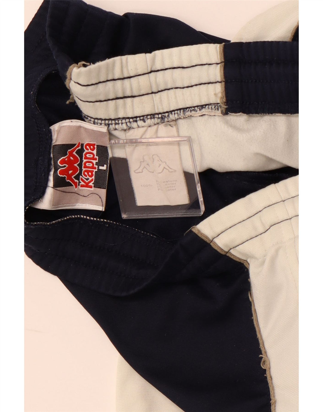 Calça de treino masculina KAPPA grande poliéster colorblock azul marinho