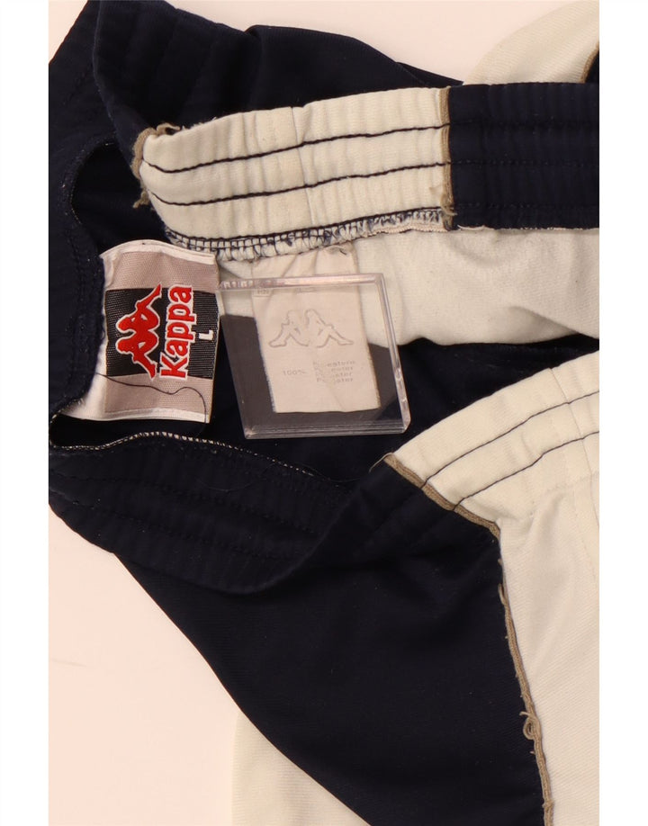 Calça de treino masculina KAPPA grande poliéster colorblock azul marinho