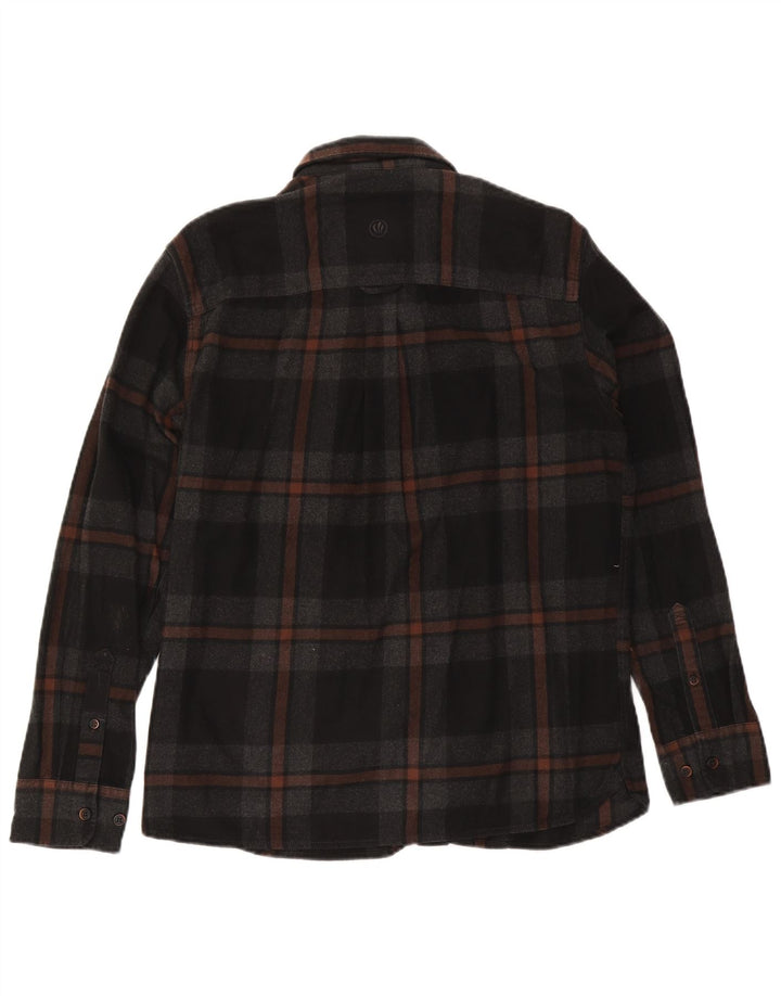 Camisa masculina de flanela Fat Face grande algodão xadrez preto
