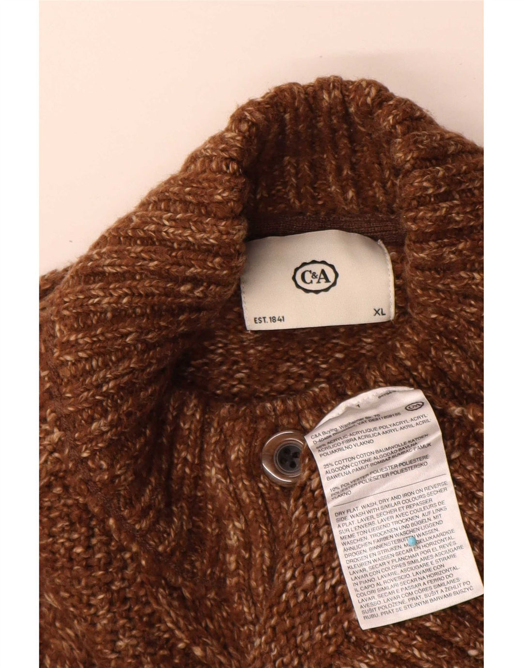Suéter masculino C&A com gola redonda e gola XL, marrom, acrílico manchado