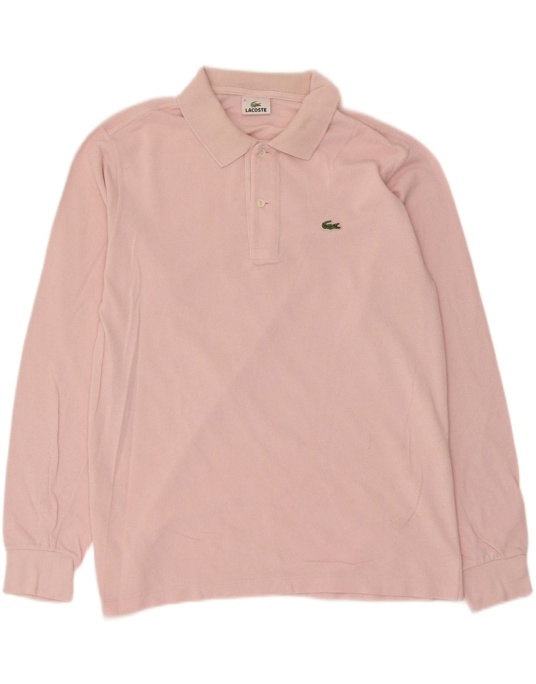 Camisa polo masculina de manga comprida Lacoste tamanho 4 médio algodão rosa
