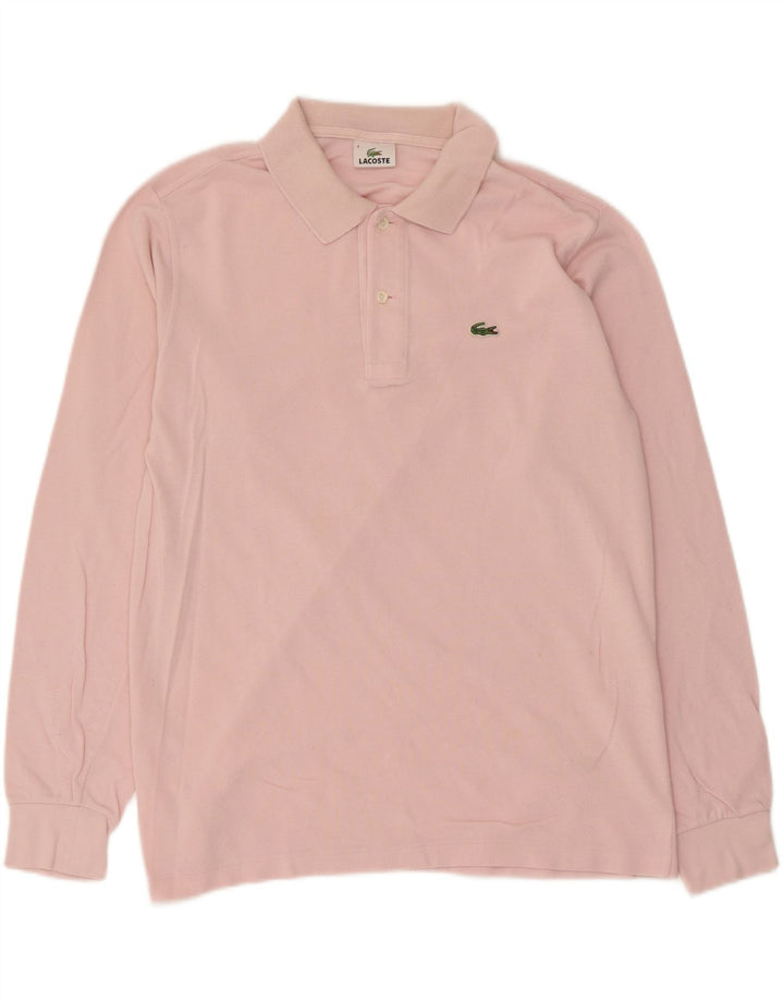 Camisa polo masculina de manga comprida Lacoste tamanho 4 médio algodão rosa