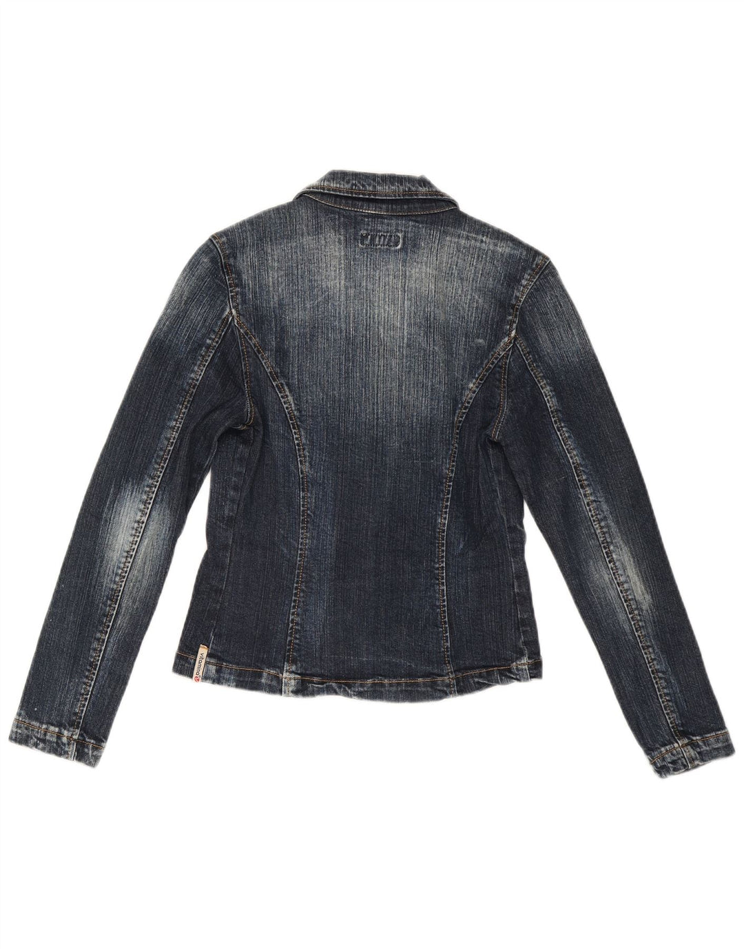 Jaqueta blazer jeans feminina Vitamina com 1 botão Reino Unido 14 algodão azul médio