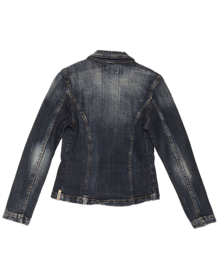 Jaqueta blazer jeans feminina Vitamina com 1 botão Reino Unido 14 algodão azul médio