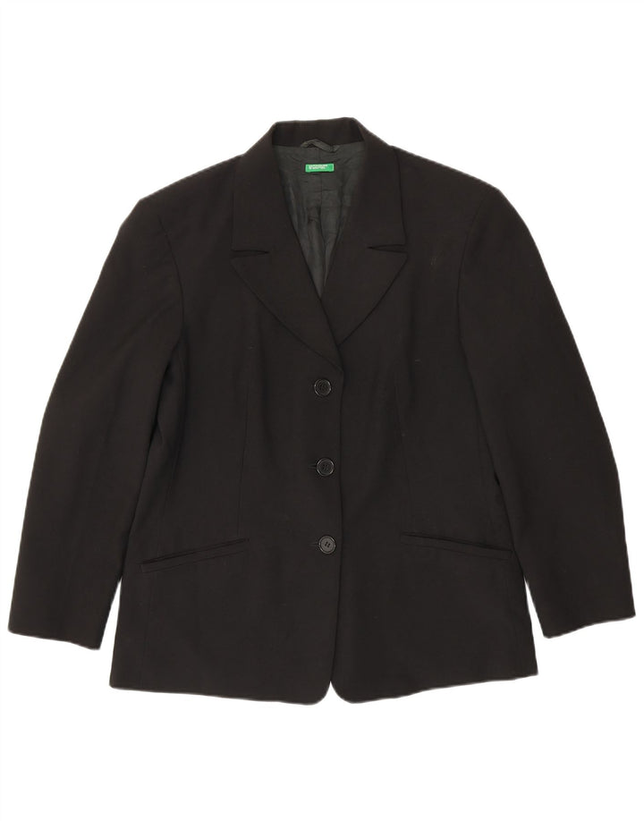 Jaqueta Blazer Feminina Benetton com 3 Botões IT 46 Grande Poliéster Preto