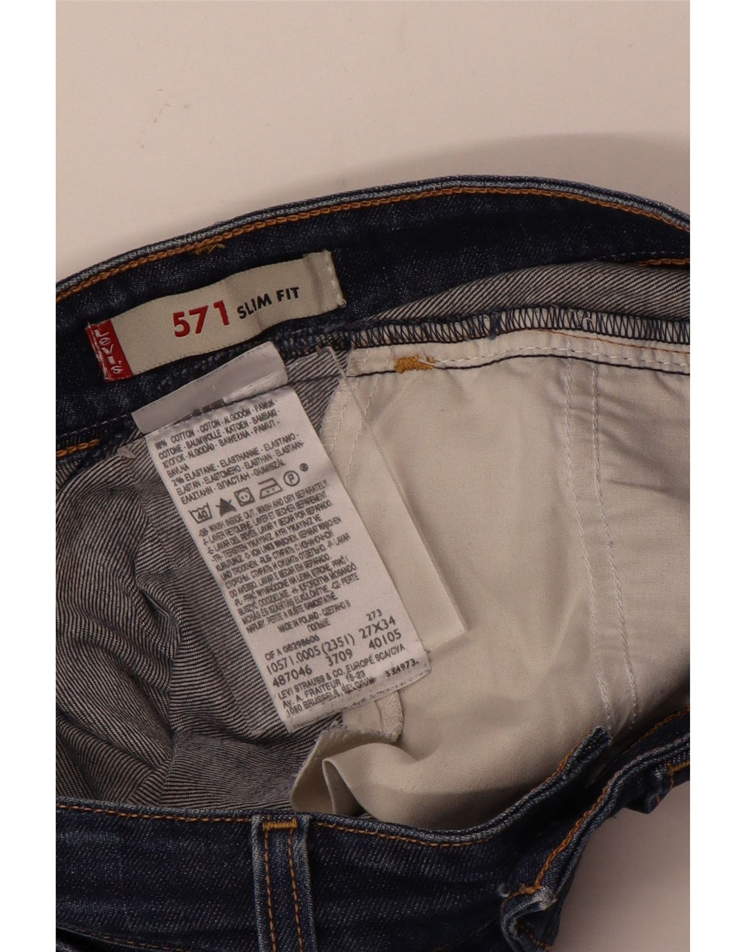 Calça jeans feminina Levi's 571 Slim W27 L34 azul algodão