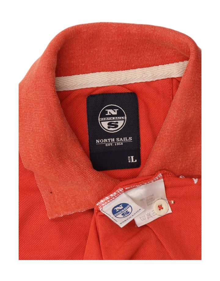 Camisa polo masculina North Sails com estampa gráfica grande de algodão laranja