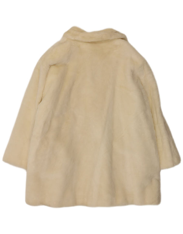 Sobretudo feminino vintage de pele sintética UK 18 XL branco