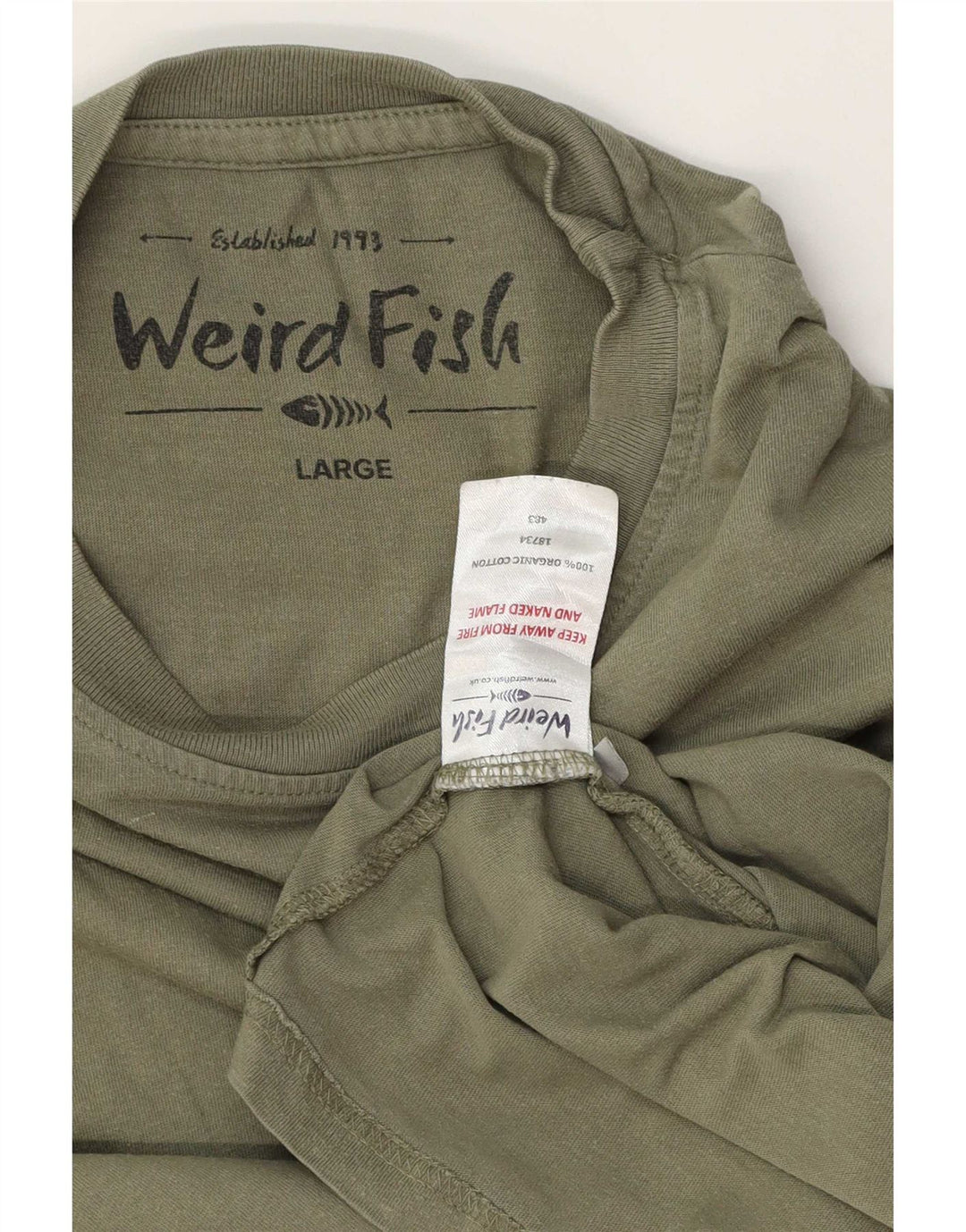 Camiseta gráfica masculina Weird Fish Top grande de algodão cáqui