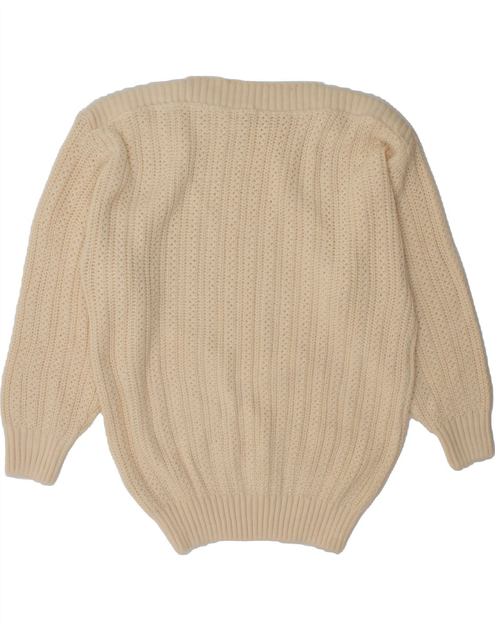 VINTAGE Womens Boat Neck Jumper Sweater IT 48 XL Off White Acrylic Vintage Vintage and Second-Hand Vintage from Messina Hembry 