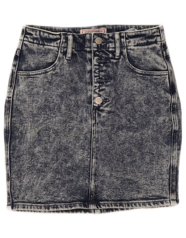 Saia jeans feminina Guess UK 4 XS W25 algodão azul