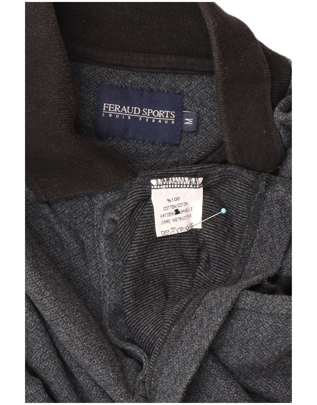Camisa polo masculina de manga comprida LOUIS FERAUD algodão cinza médio