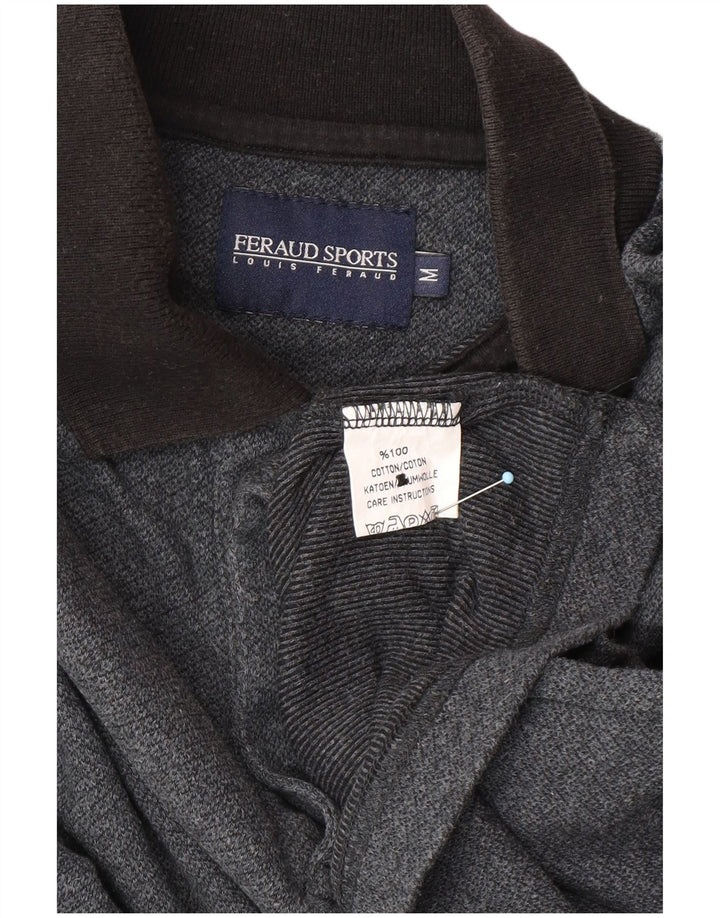 Camisa polo masculina de manga comprida LOUIS FERAUD algodão cinza médio